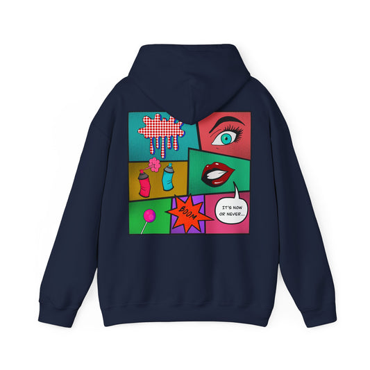 COMIC STRIP - Hooded sweatshirt (Navy Blue, Black, Grey, Dark Grey, Pink, Maroon)